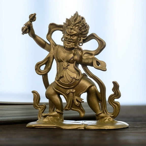 Handcrafted Vajrapani Buddha Statue Vintage Brass 2.64in Power & Protection Unique Gift for Home Altar
