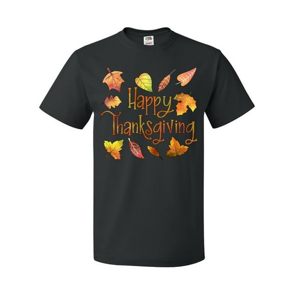 Inktastic Happy Thanksgiving Fall Leaves in Autumn Colors T-Shirt