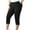 Black, variant on Women's Plus Size Yoga Pants Capris Short Solid Color Elastic Waist Tummy Control For Workout Blue