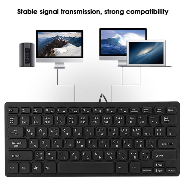 Mini Teclado Japonés Ultradelgado con Cable de 78 Teclas Interfaz USB Botones Duraderos Funcionamiento Estable Compatible con Computadoras de Escritorio y Portátiles