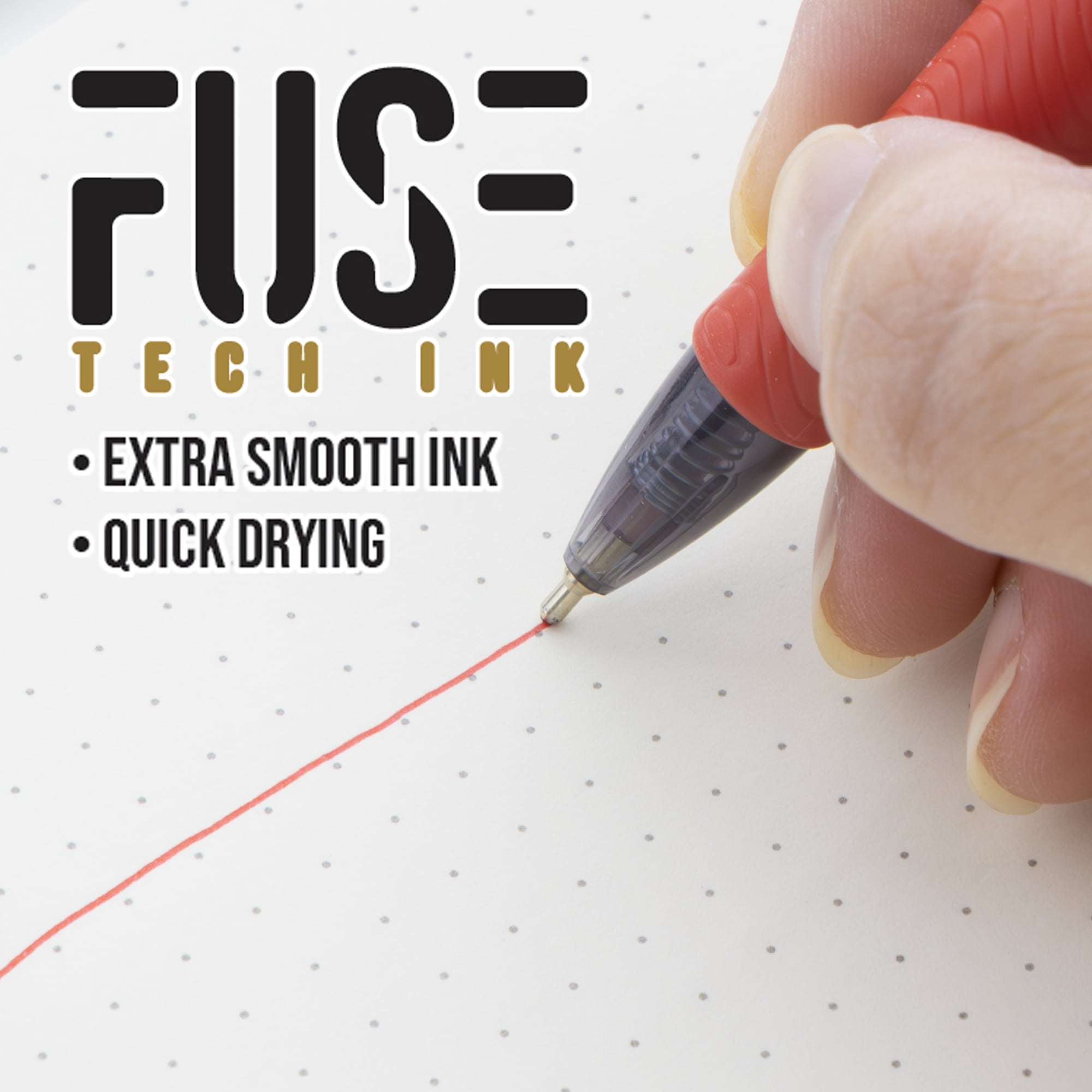 BAZIC Optima Red Fuse Tech Ink Retractable Pen, 0.7 mm, (3/Pack), 24-Pack