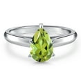 thumbnail image 3 of Gem Stone King 10K White Gold Green Peridot Engagement Ring for Women | 0.92 Cttw | Pear Shape 8X5MM | Gemstone August Birthstone | Size 6, 3 of 6
