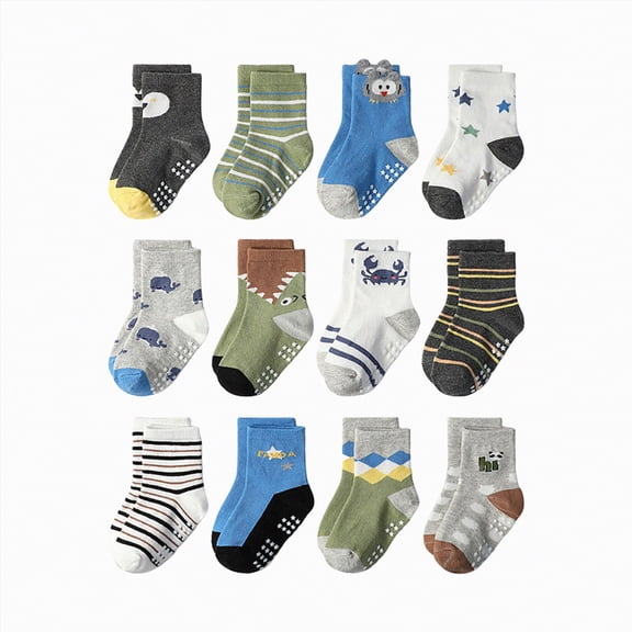 HCNTES Little/Big Kid Boys Girls Cotton Socks Set Children's Mid Cut Crew Socks Set Spring Summer Daily School Activities Socks Set(X01-A,5-7 Years)