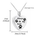 thumbnail image 2 of 2pcs , Cremation Jewelry for Ashes Always in my heart Stainless Steel Heart Pet Paw Keepsake Pendant Memorial Urn Necklace, 2 of 4