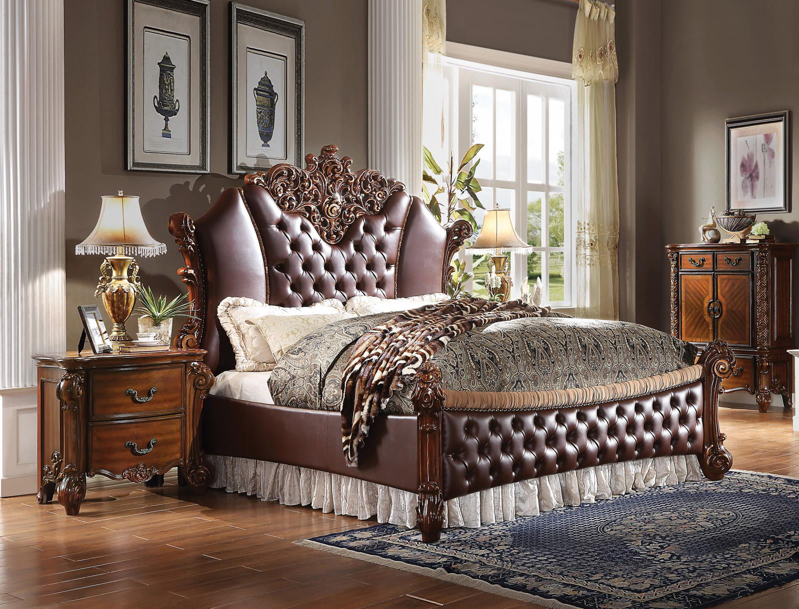 Luxury Pu Cherry Padded King Bedroom, Luxury King Bed