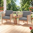thumbnail image 2 of Gymax 2PCS Patio Acacia Wood Chair w/ Woven Rope Armrests & Seat Back Cushions Gray, 2 of 10