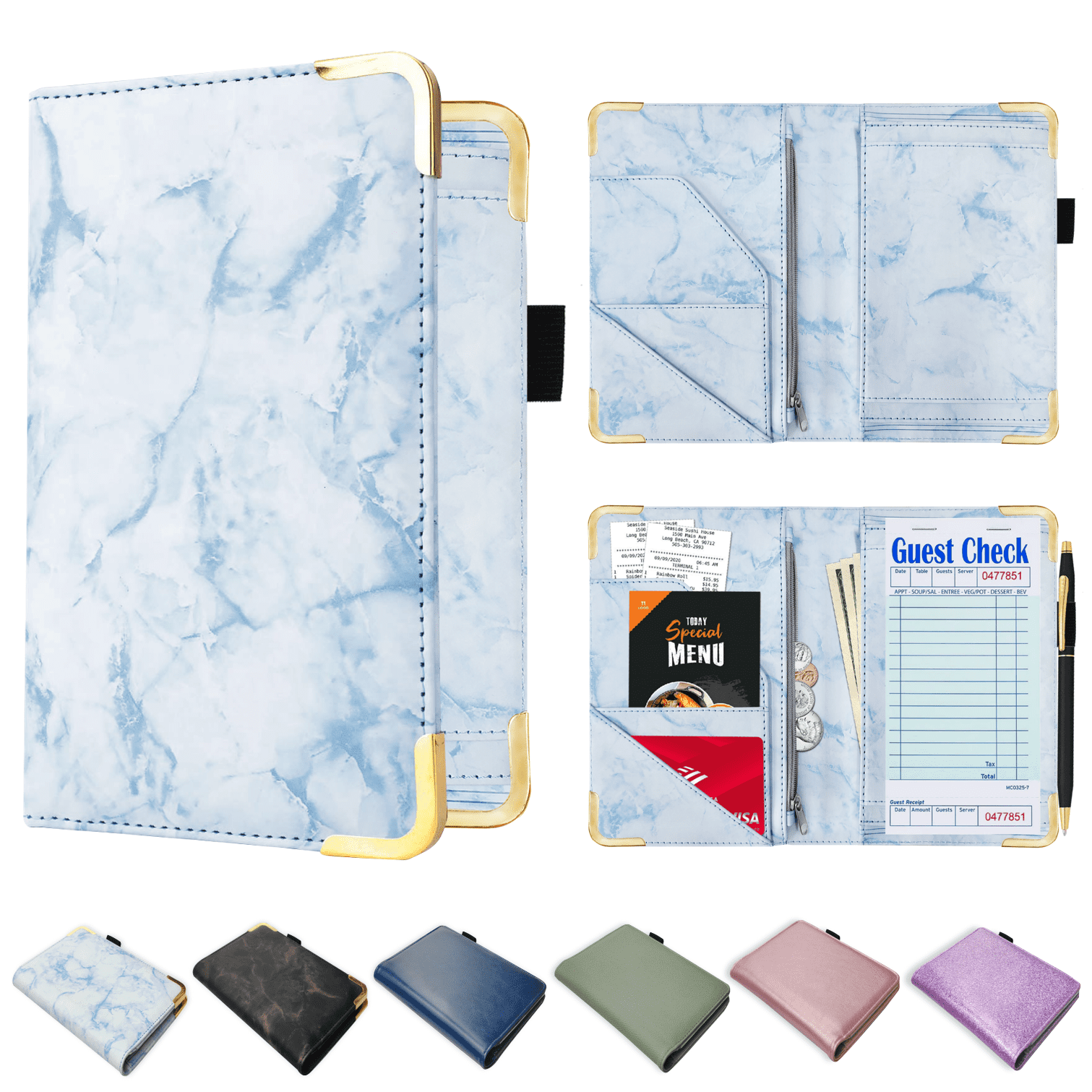 ComfiTime Server Book for WaitressPU Leather Waitress/Waiter Book w