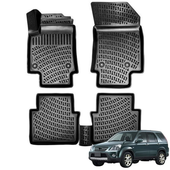 BMY MOTORS Car Floor Mats Liner Compatible for Honda CR-V 2002-2006 | Front & 2nd Row Seat | Waterproof | All Weather | Durable, Black