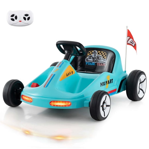 Costway 12V Kids Electric Go Kart 7AH Battery Powered Ride on Race Toy with Remote Control Blue
