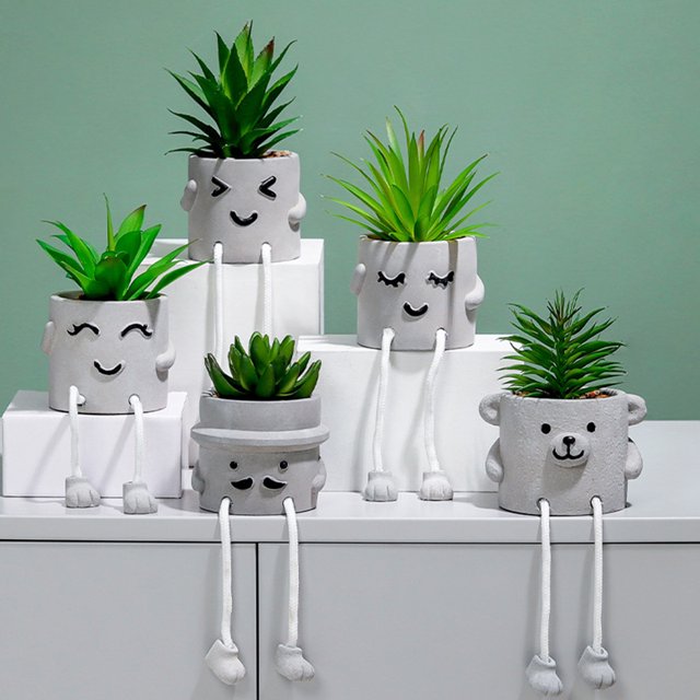 Planta Artificial En Maceta Linda Planta Suculenta Falsa Con Lege Colgante Cemento Emocional Suculentas En Maceta Decoración Para Estante De Escritorio Decoración De Vida Y Oficina Planta Artificial E Muyoka Hogar