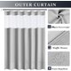 thumbnail image 2 of Juegos de cortinas de ducha con forro, tela resistente, repelente al agua, lavable, ventana superior de malla, 72 x 72 pulgadas, gris, 2 of 5