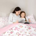 thumbnail image 4 of spefrowx Watercolor Pink Bow Twin Comforter Sets for Girls, Spring Rose Floral Bedding Set, Pink Reversible, 2pcs, 1 Comforter and 1 Pillowcase, 4 of 6