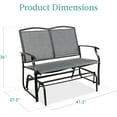 thumbnail image 3 of WYDK 2-Person Outdoor Patio Swing Glider Steel Bench Loveseat Rocker for Deck, Porch w/Textilene Fabric, Steel Frame - Gray, 3 of 7