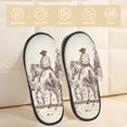 thumbnail image 2 of Fotbe Two Cowboys Riding Horses In The Desert Pantuflas Peludas para Mujer con Estampado, Zapatillas de Peluche, Zapatos de Invierno para Casa, Uso Interior y Exterior-Medium, 2 of 8