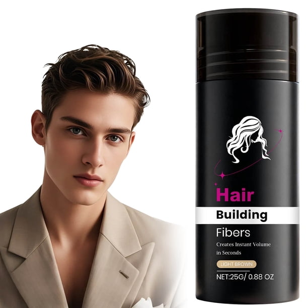Polvo para cabello con fibras de queratina que espesan el cabello para la caída o el adelgazamiento del cabello. Cobertura de 5 segundos para hombres y mujeres. 25 g por unidad.