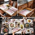 thumbnail image 3 of Pink Floral Cherry Flower Placemats for Dinning Table Set of 4, Abstract Botanical Branch Burlap Kitchen Place Mats Waterproof Cloth Table Mats, Indoor Outdoor Placemats Easy Clean Dinner Decor, 3 of 8