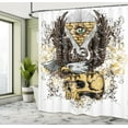 thumbnail image 5 of Ambesonne Tattoo Shower Curtain, American Eagle on Skull, 69"Wx84"L, Brown and White, 5 of 5