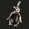 thumbnail image 1 of Collier Pendentif Pingouin Femme Pierre Naturelle Œil de Tigre Mignon Animal Homme, 1 of 6