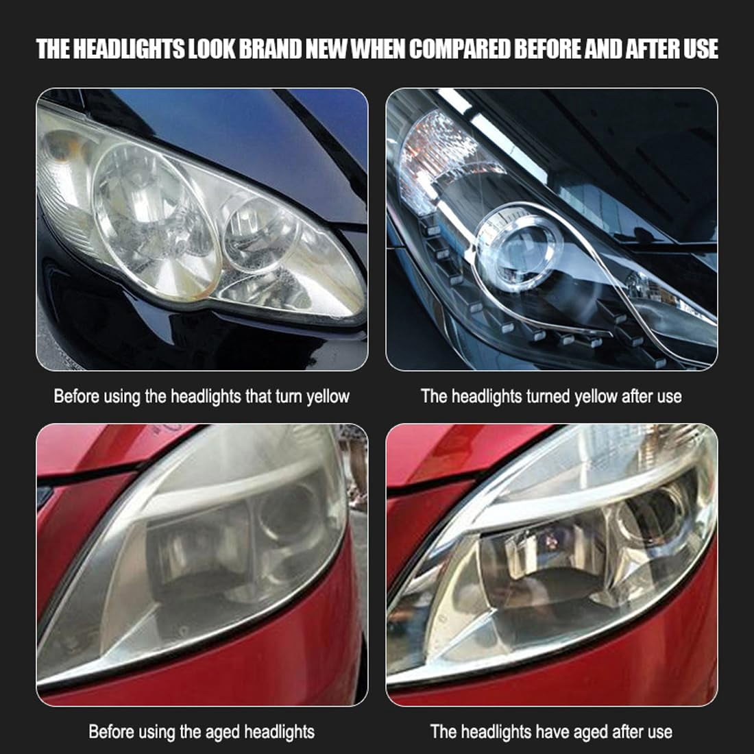 Q4 Headlight Restoration, Headlight Cleaner and Restorer Kit, Automotive Headlamp Restoration Fluid Kit, Cloudy Headlights Oxidation & Yellowing Remover Spray, All Vehicles That Restores Clarity