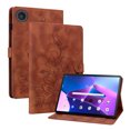 thumbnail image 2 of FJLBDE Case for Lenovo Tab Tablet 10.1 inch 2025, Embossed Flower PU Leather Flip Wallet Folio Stand Cover, Brown, 2 of 7