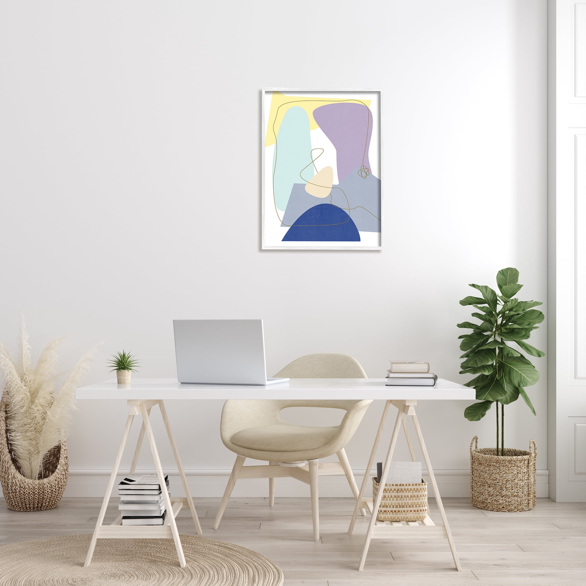 Stupell Industries Modern Contrasting Shape Abstraction Blue Purple Green, 24 x 30, Design by Melissa Wang