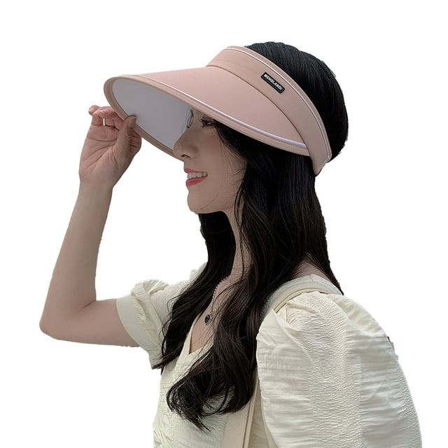 Empty Top Letter Logo Elastic Rope Hair Hoop Design Sun Hat Women Extended Brim Outdoor Riding Hat