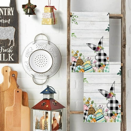 

Easter Kitchen Dish Towel Striped Rabbit Print Household Kitchen Towel Jewelry Cleaning Brush Small Dish Scrub Brush Toilet Brush Bathtub Brushes for Cleaning with Long Handle Brush