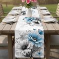 thumbnail image 4 of Blue Grey Spring Floral Cotton Linen Rectangle Table Runners 13"x60", Summer Botanical Flowers Butterfly Coffee Table Runner Dresser Scarves Table Runners for Wedding Party Banquet Dinner Decor, 4 of 8