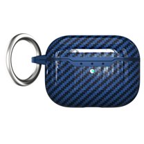 Dteck for AirPods 4th Gen Case Cover with Keychain, Full Protective Case for Men and Women, Compatible with Apple Latest AirPods 4 Case 2024,Blue-Carbon Fiber Pattern