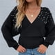 thumbnail image 2 of Suéteres Para Mujer Otoño Invierno Suéter de Punto de Moda Cuello en V Perla Sólido Manga Larga Suéter Tops Odeerbi  ODB175812, 2 of 7