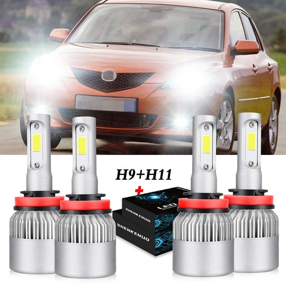 For 2017 Mazda CX-5 LED Headlight Bulbs H9/H11 High Beam and Low Beam 4pc