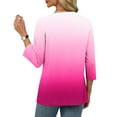 thumbnail image 6 of CYMMPU Casual Gradient Color 3/4 Length Sleeve Shirts Elegant Blouse Business Work Blouses to Wear with Leggings Dressy Tunic Tops V-Neck Summer Fall 2025 Clothes for Women Hot Pink XL, 6 of 6