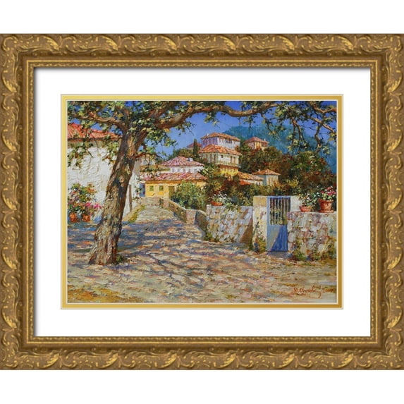 Obuchovsky, Yury 14x12 Gold Ornate Wood Framed with Double Matting Museum Art Print Titled - Light and Shadows II