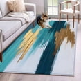 thumbnail image 2 of Modern Teal Green Large Area Rugs for Bedroom Living Room, Soft Non Slip Carpet Bedside Rug, Abstract White Gold Oil Painting Rectangular Floor Cover Kitchen Accent Rug 4'x6' for Dining Room/Office, 2 of 9