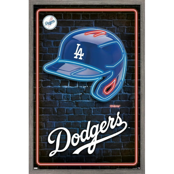 MLB Los Angeles Dodgers - Neon Helmet 23 Wall Poster, 22.375" x 34" Framed