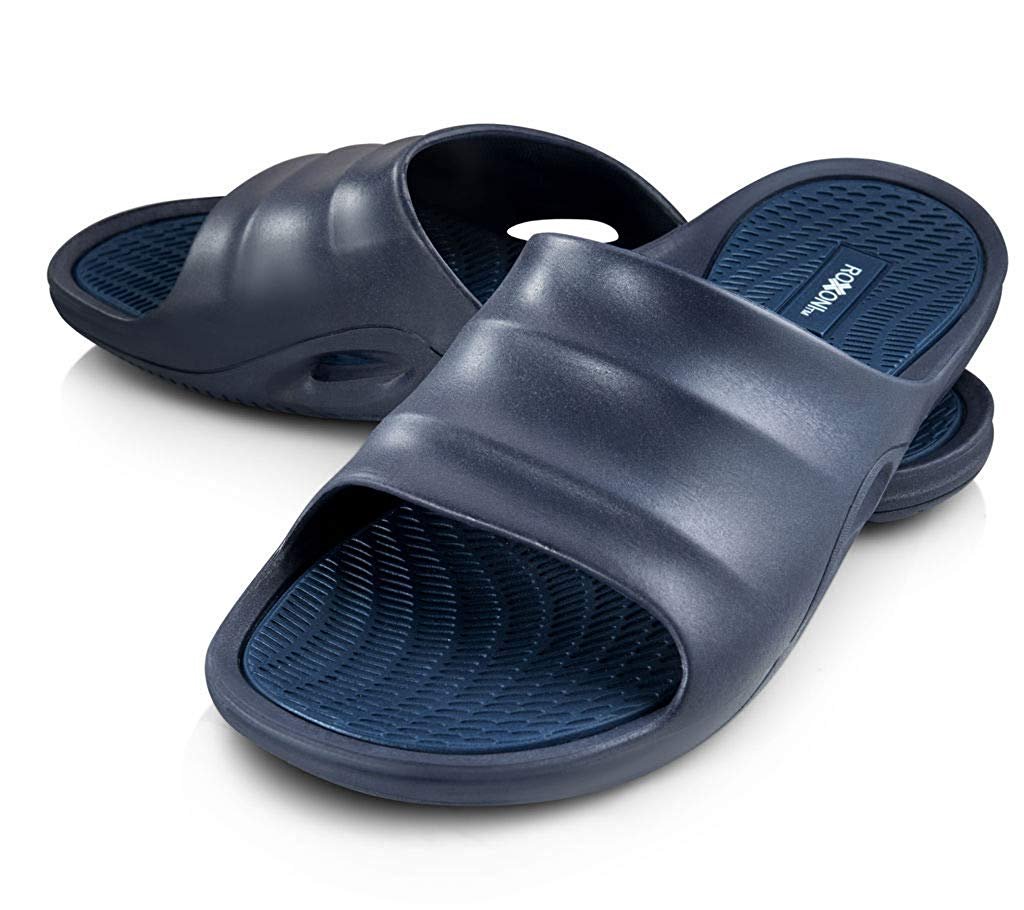 Roxoni Womens Slide Sandals Open Toe Flip Flop Hard Sole with Anti Skid Rubber Sole