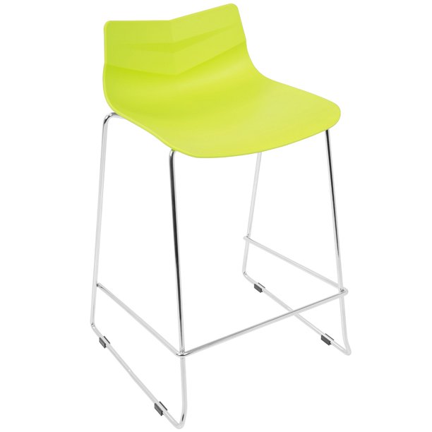 Set of 2 Lime Green Metal Indoor Counter Stools 33"