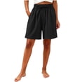 thumbnail image 3 of Binmer Women’s Drawstring Elastic Waist Casual Loungewear Shorts, Womens and Women's Black,Size M-3XL, 3 of 7