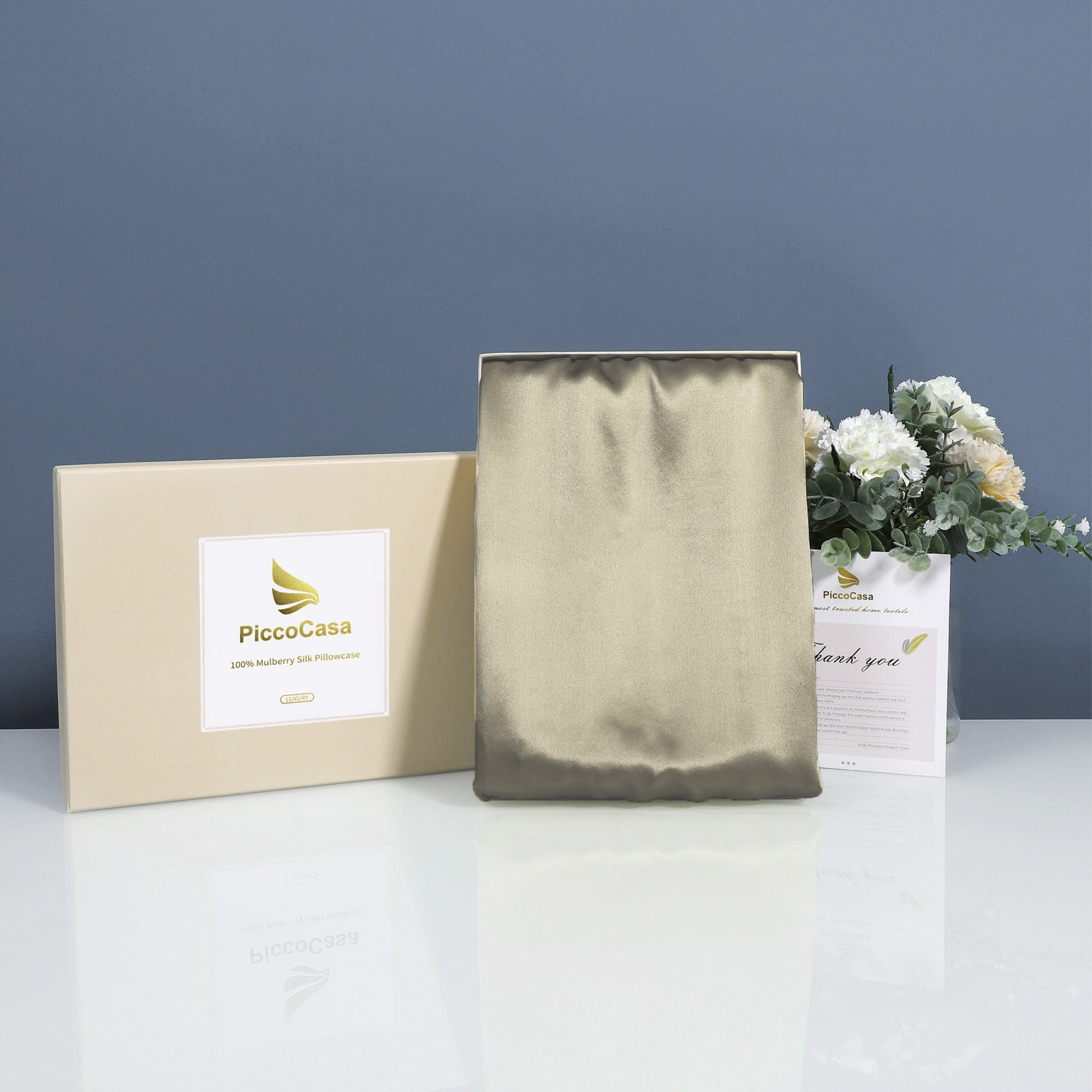 Unique Bargains 19 Momme Silk Pillowcase with Zipper 1 Pc Light Brown 20" x 36"