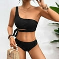 thumbnail image 2 of XIYON Womens Bikini Sets Women One Shoulder High Waisted Bikini Tie High Cut Two Piece Swimsuits 2026 Summer Beach Wear, 2 of 5