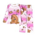 thumbnail image 2 of NordicNest Print Girls Long Sleeve Pajama Soft Loungewear For Kids Cute Animal Themed Sleepwear Two Piece Outfit For Girls Comfortable Nightwear For Children Outfit Girls, 2 of 3