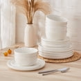 thumbnail image 6 of MALACASA Ceramic Dinnerware Set 18-Piece, Service for 6, Plates Bowls Set Dinner Plates Microwave Dishwasher Safe, White, Series MINA, 6 of 9