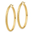 thumbnail image 2 of Primal Gold 14 Karat Yellow Gold Diamond-cut 2.8x37mm Lightweight Hoop Earrings, 2 of 4