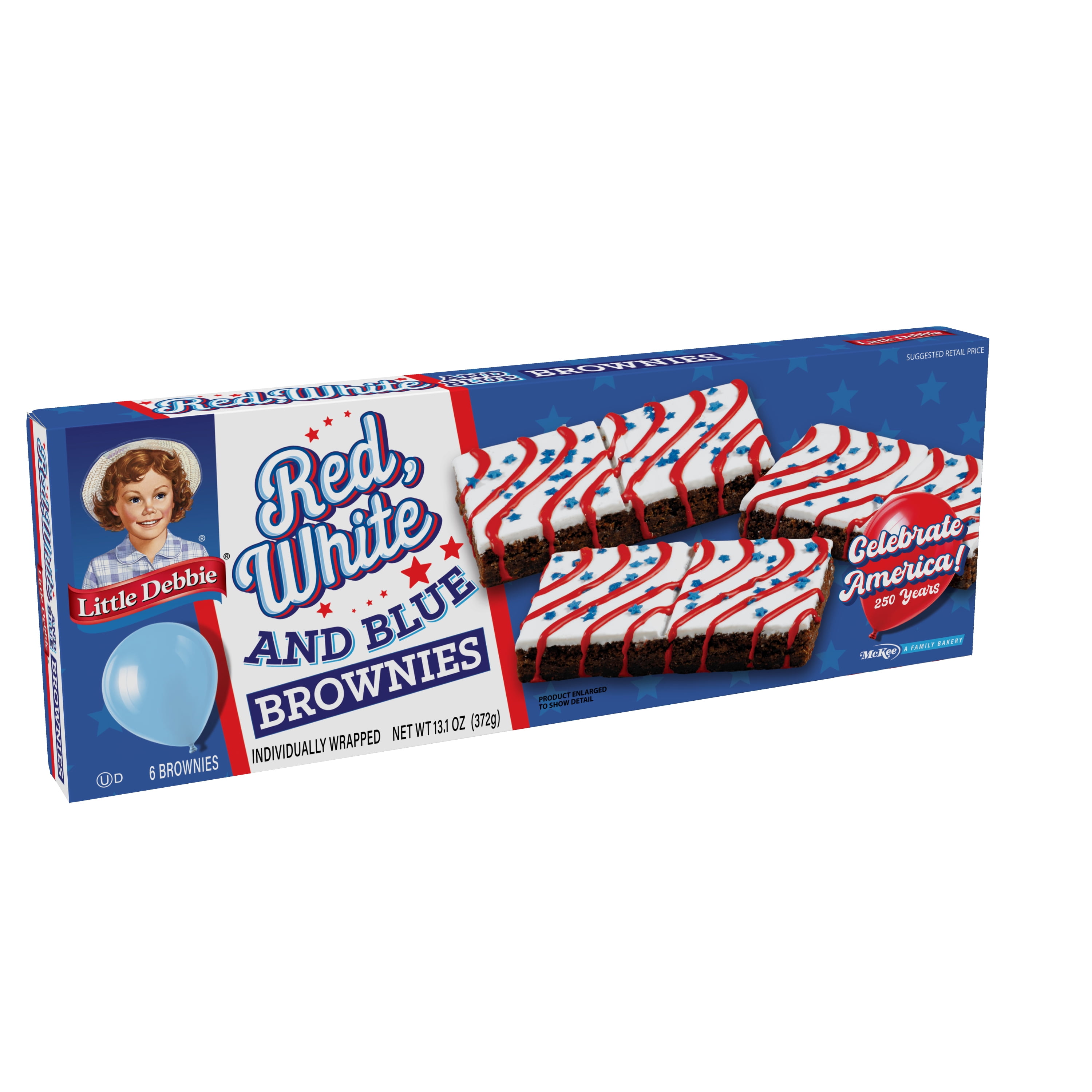 Little Debbie Red, White & Blue Iced Brownies, 6 ct, 13.10 oz