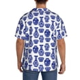 thumbnail image 3 of Rateoe Blue Vases Pattern Men's Short Sleeve Classic Shirt, Casual Short-Sleeved Shirt, Lightweight Summer Shirt, Cuban Collar Shirt,Button-Front Shirt-XX-Large, 3 of 5