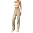 thumbnail image 3 of Button Fly Boyfriend Jeans for Women Mom Baggy Straight Leg Low Rise Cargo Vintage Long Denim Pants, 3 of 10