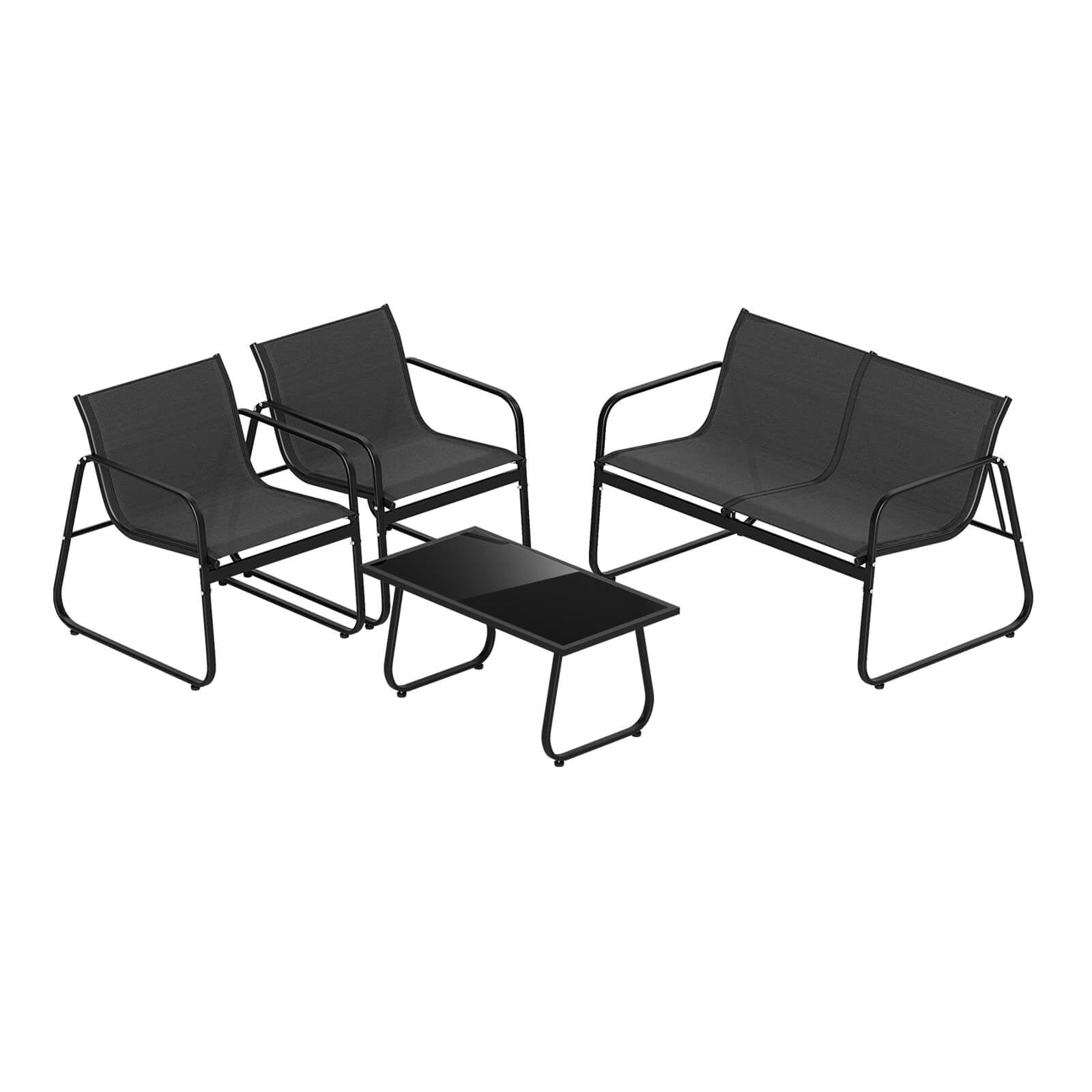 Costway 4 PCS Patio Furniture Set Fabric Lawn Chairs and Loveseat with  Coffee Table