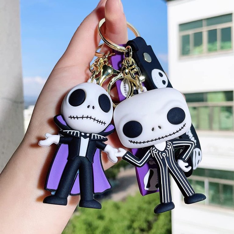 Halloween Lanyard & ID Holder Set - 4 Jack And Sally Skull Design Neck Straps With Card Cases