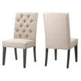 thumbnail image 3 of Fabric Upholstered Wooden Chair with Button Tufting, Beige and Black, 3 of 5