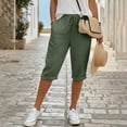thumbnail image 6 of GZWYHT ，For 29"/31" Flowy Travel Wide Leg Yoga Pants Boho Wide Leg Elastic Waisted Casual Capri Pant Summer Harem Lounge With Pockets，Green M, 6 of 8